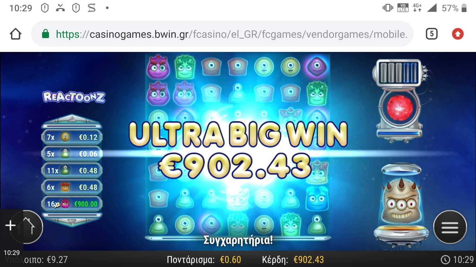 Reactoonz Big Win Picture