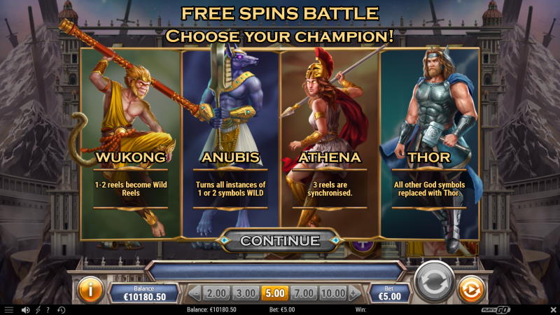 Divine Showdown Free Spins Feature