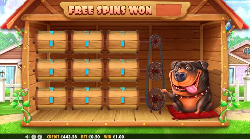 The Dog House Free Spins trigger Screenshot