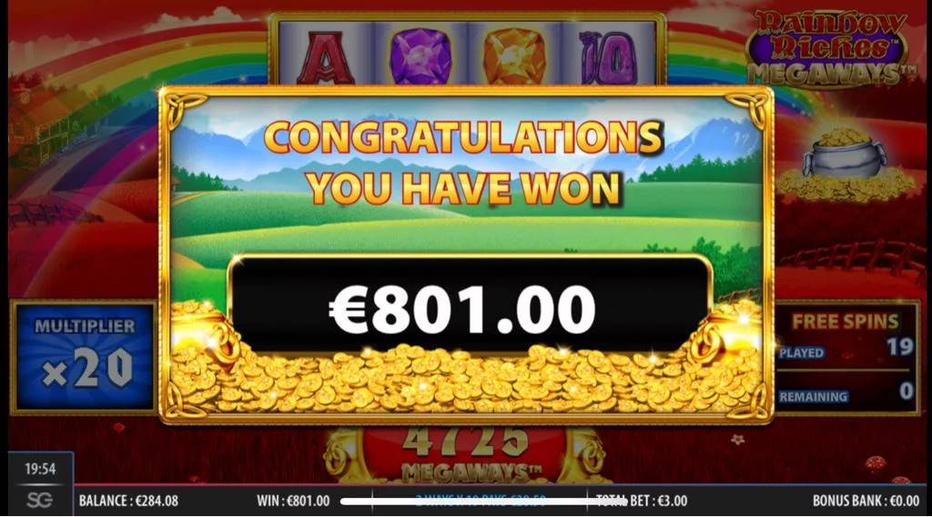 Rainbow Riches Megaways Big win picture by Jaakko11