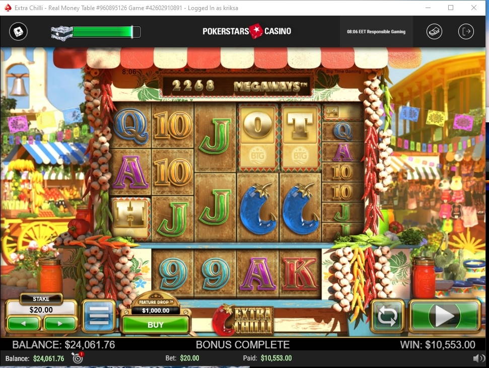 Extra Chilli Casino win picture by kriksa 29.3.2020 10553d 528X PokerStars Casino