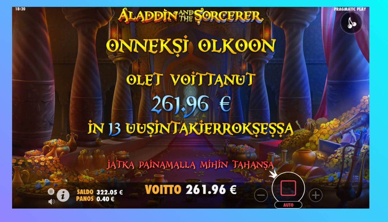 Aladdin and the Sorcerer Casino win picture by Banhamm 17.4.2020 261.96e 655X Wildz