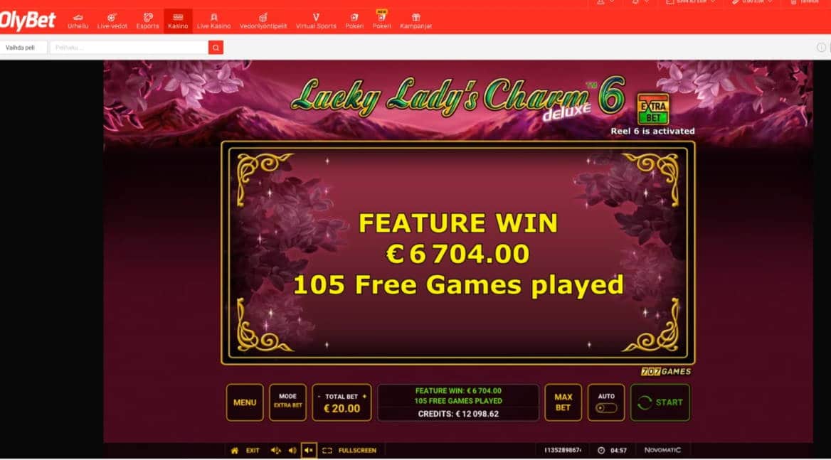 Lucky Ladys Charm 6 Casino win picture by jarttu84 2.5.2020 6704e 335X OlyBet