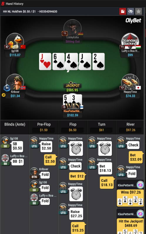Texas Holdem NL Straight Flush Casino win picture by Klaspetterniklas 27.5.2020 585.95€ Olybet