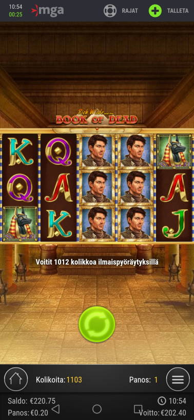 Book of Dead Casino win picture by jyrkkenkloppi 29.8.2020 202.40e 1012X