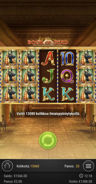 Book of Dead Casino win picture by sonefinland 12.8.2020 1308e 654X