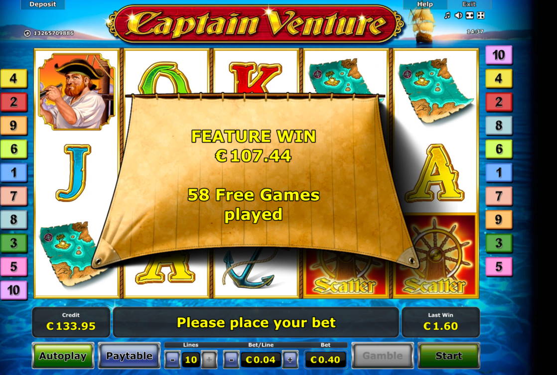 Captain Venture Casino win picture by Banhamm 27.8.2020 107.44e 269X