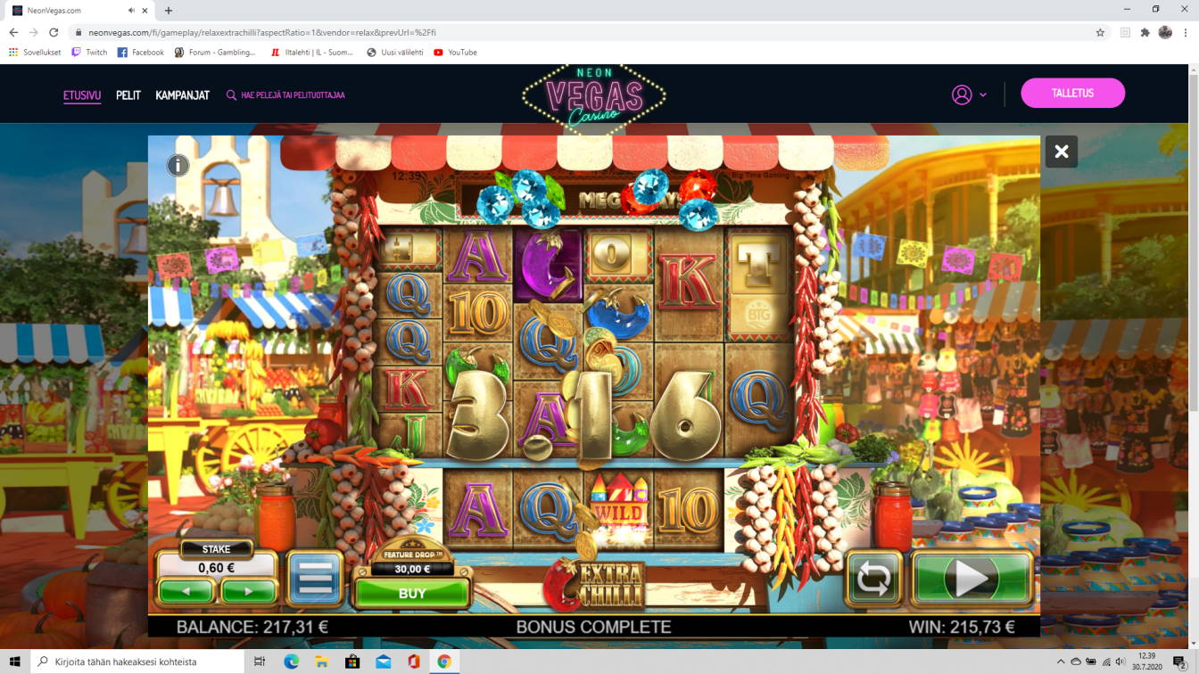 Extra Chilli Casino win picture by tiikerililja87 30.7.2020 215.73e 360X NeonVegas