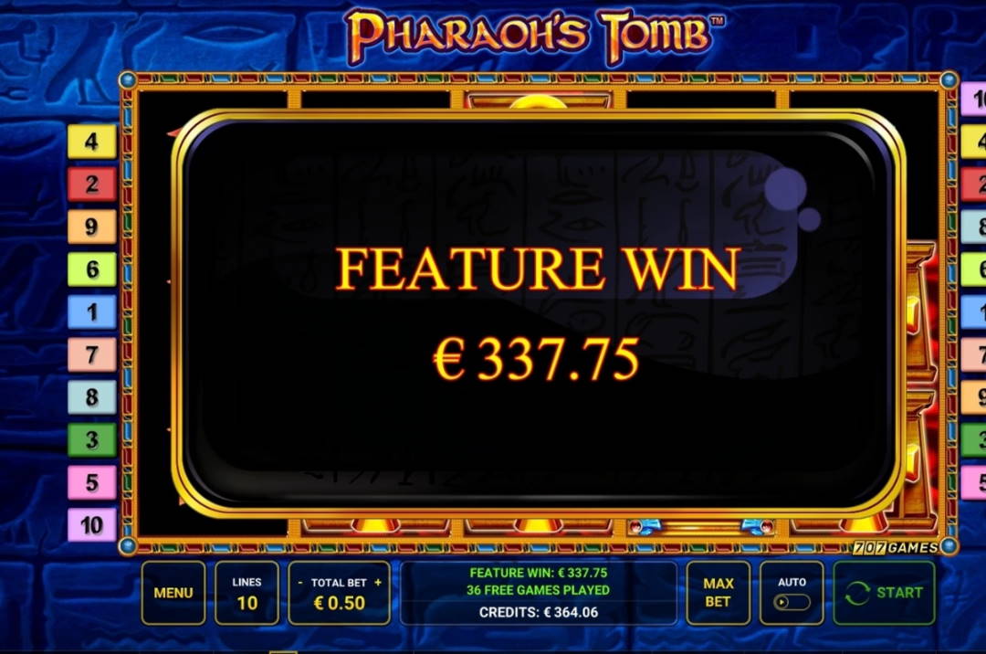 Pharaohs Tomb Casino win picture by Rektumi 21.8.2020 337.75e 676X