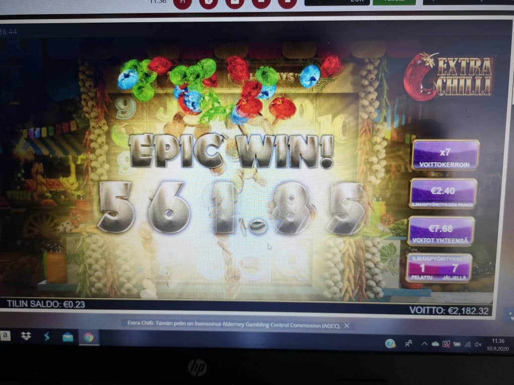 Extra Chilli Casino win picture by Hookos 10.9.2020 2182.32e 909X