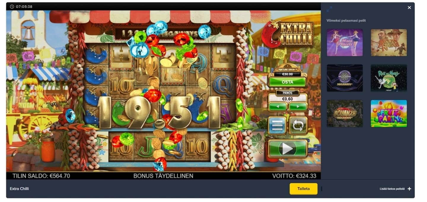Extra Chilli Casino win picture by viimesenpaalle 9.9.2020 324.33e 541X