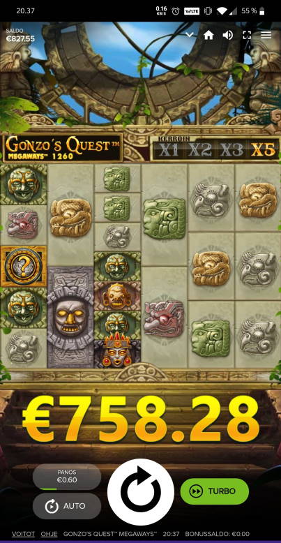Gonzos Quest Casino win picture by Megaways Salatheel 7.9.2020 758.28e 1264X