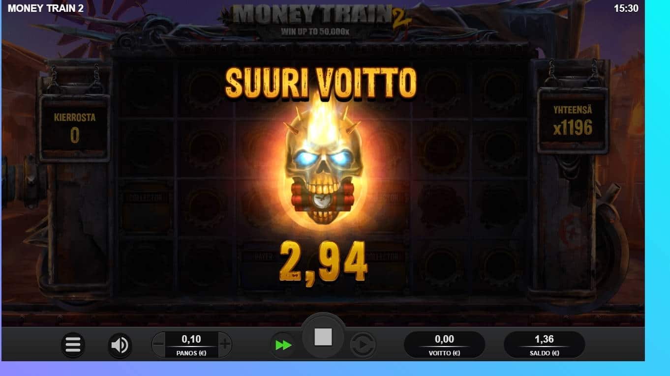 Money Train 2 Casino win picture by JustSe 5.9.2020 119.60e 1196X Wildz