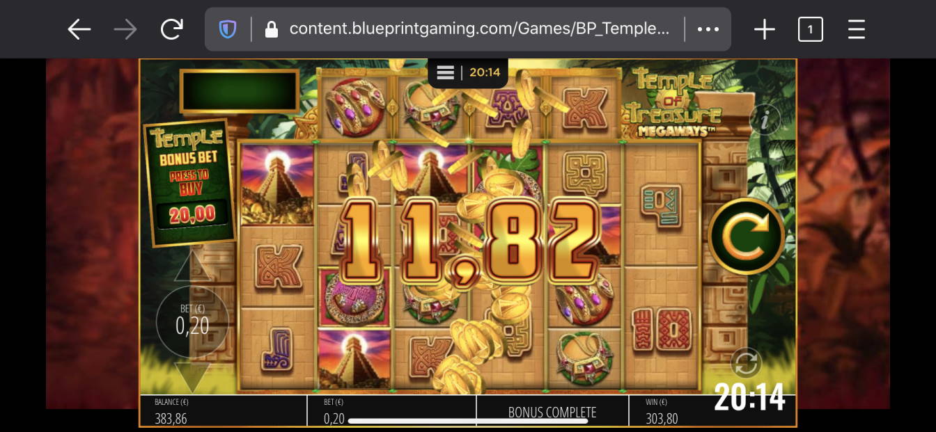 Temple of Treasure Casino win picture by Megaways Laeppis 7.9.2020 303.80e 1519X