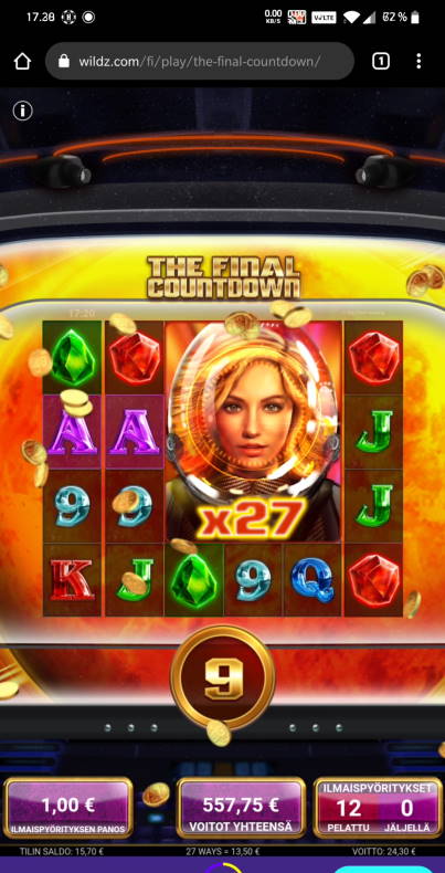 The Final Countdown Casino win picture by Salatheel 18.9.2020 557.75e 558X Wildz