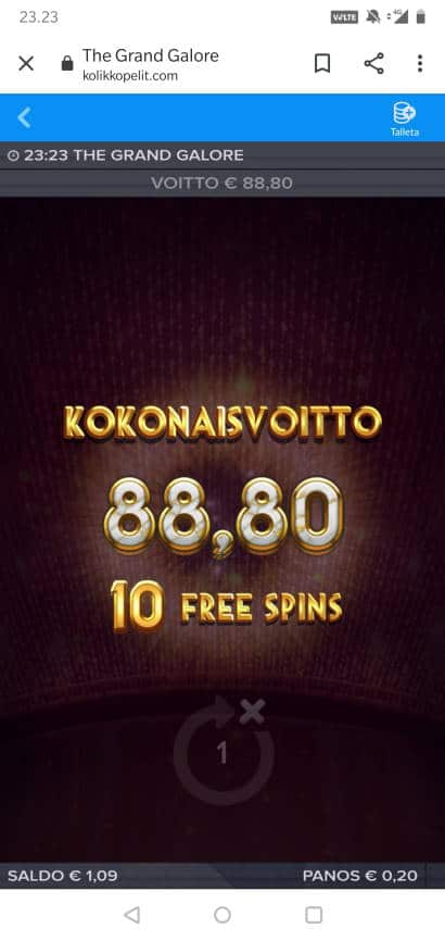 The Grand Galore Casino win picture by MikoTiko 3.9.2020 88.80e 444X Kolikkopelit