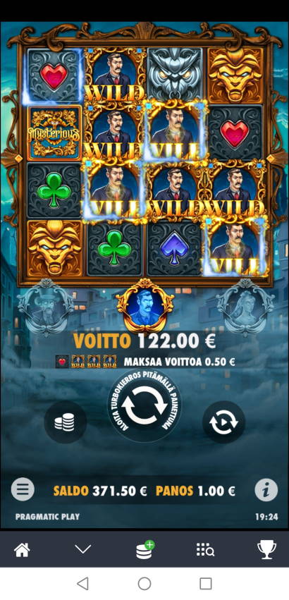 Mysterious Casino win picture by Hookos 6.12.2020 122e 122X Betsson