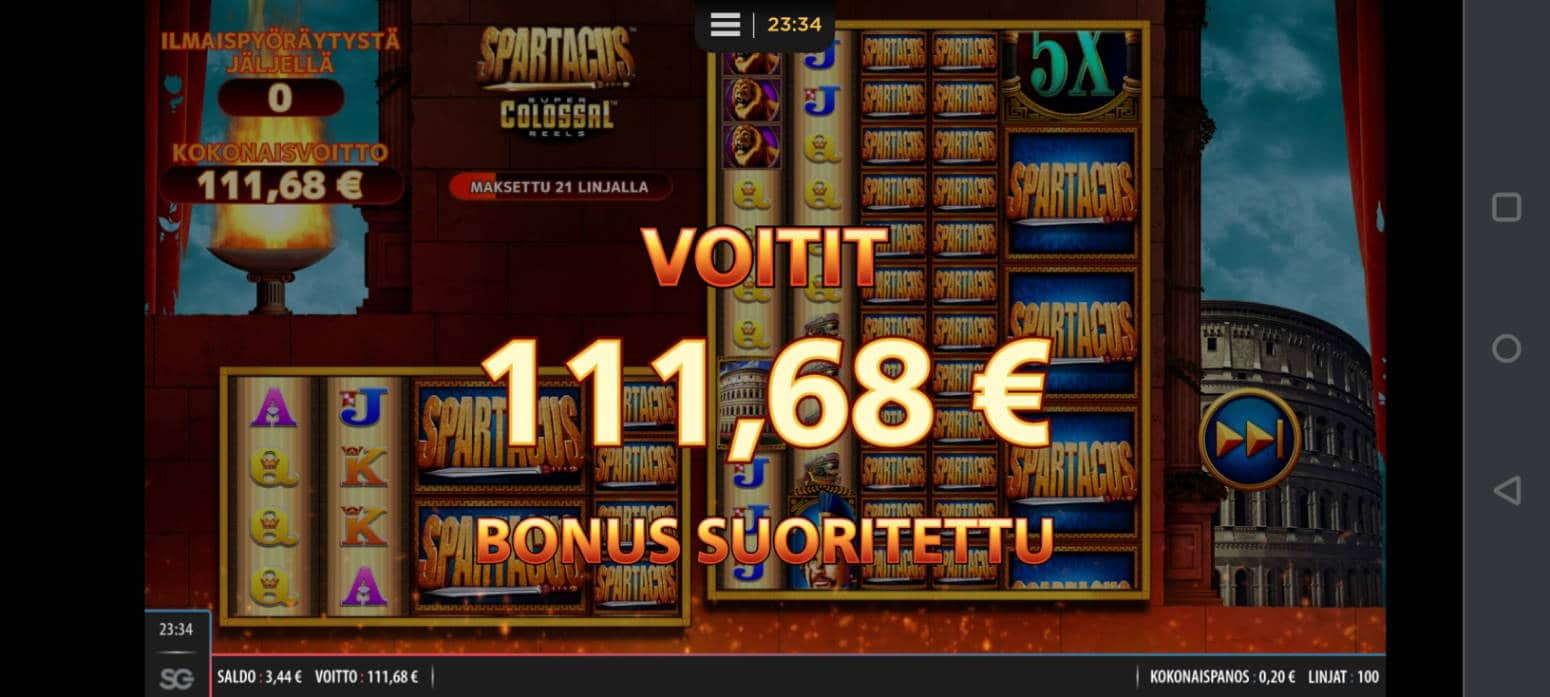 Spartacus Super Colossal Reels Casino win picture by HuuZ 14.2.2021 111.68e 558X