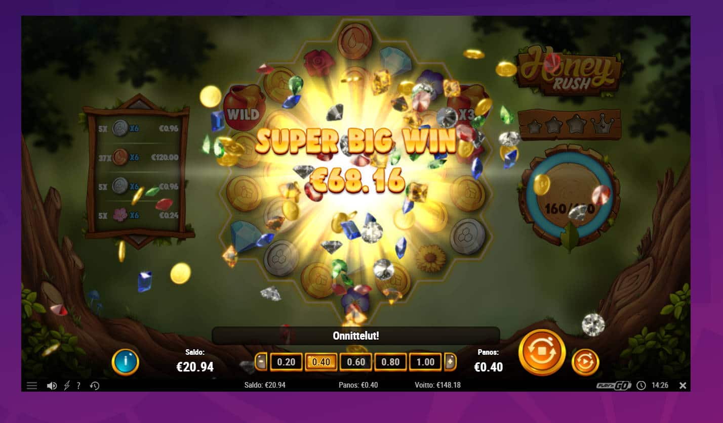 Honey Rush Casino win picture by Banhamm 7.5.2021 148.18e 370X Wheelz