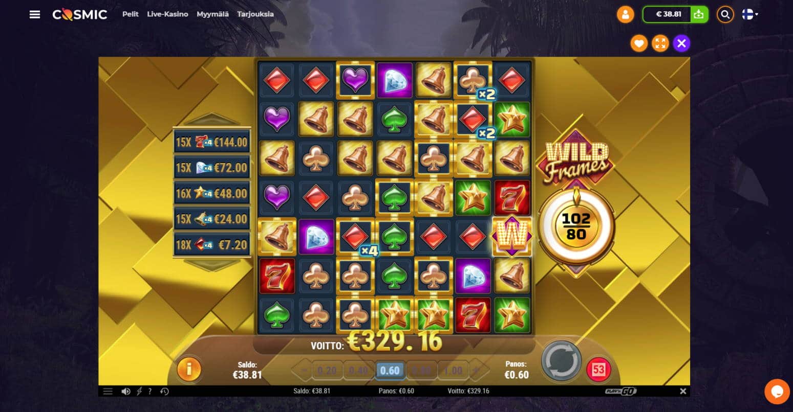 Wild Frames Casino win picture by Banhamm 7.7.2021 329.16e 549X Cosmic