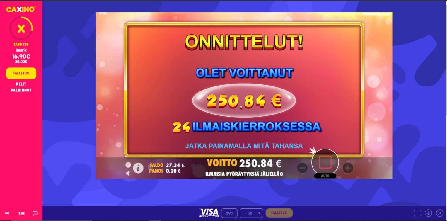Extra Juicy Casino win picture by Henkka 14.9.2021 250.84e 1254X Caxino