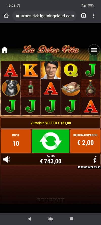La Dolce Vita Casino win picture by Temssii 23.8.2021 743e 372X Rizk
