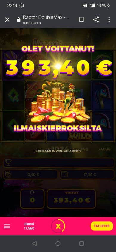 Raptor DoubleMax Casino win picture by jelemeri 29.8.2021 393.40e 984X Caxino