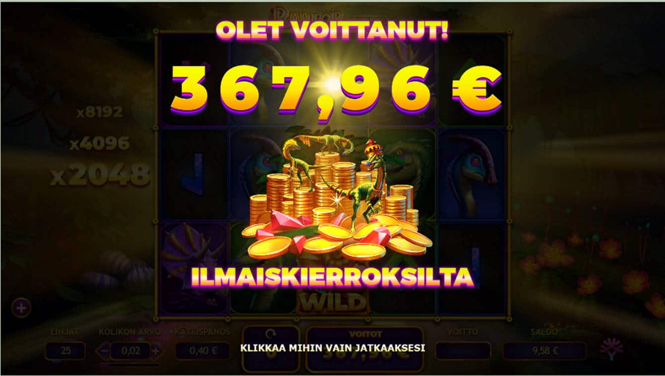 Raptor DoublemaX Casino win picture by Kari Grandi 19.9.2021 367.96e 920X