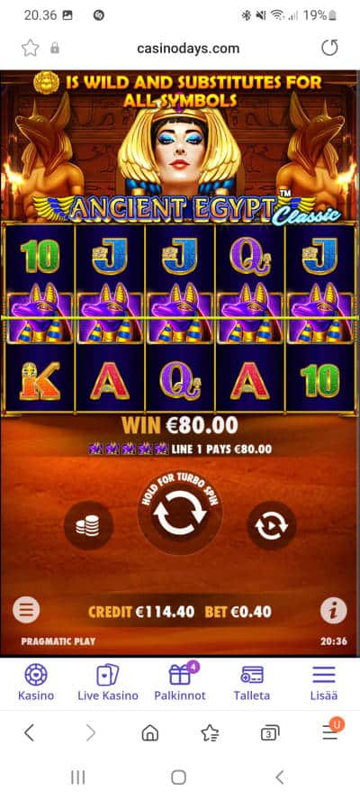 Ancient Egypt Classic Casino win picture by dj_niemi 12.7.2022 80e 200X Casinodays