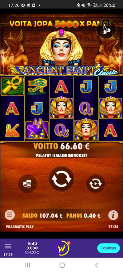 Ancient Egypt Classic Casino win picture by dj_niemi 22.6.2022 66.60e 167X Wildz