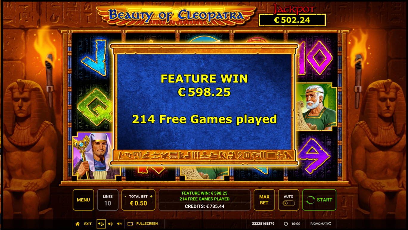 Beauty of Cleopatra Casino win picture by ronttone 9.12.2021 598.25e 1197X