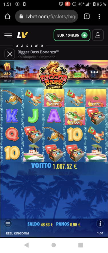 Bigger Bass Bonanza Casino win picture by Hakkikoira 13.12.2021 1007.52e 1050X LvBet