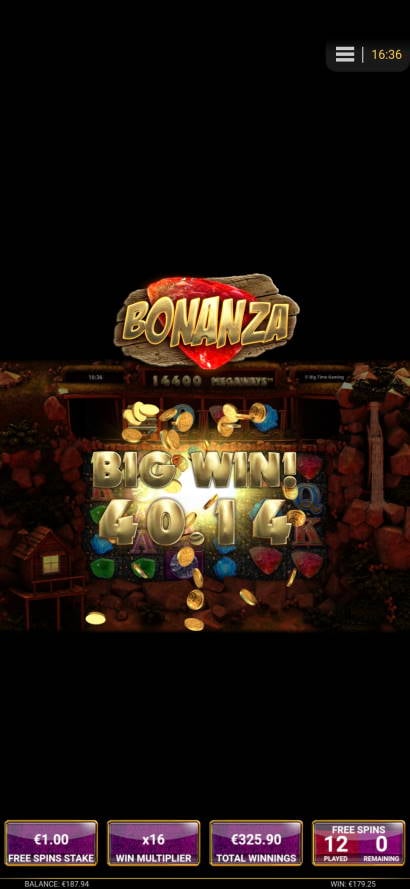Bonanza Casino win picture by jyrkkenkloppi 8.4.2022 325.90e 326X