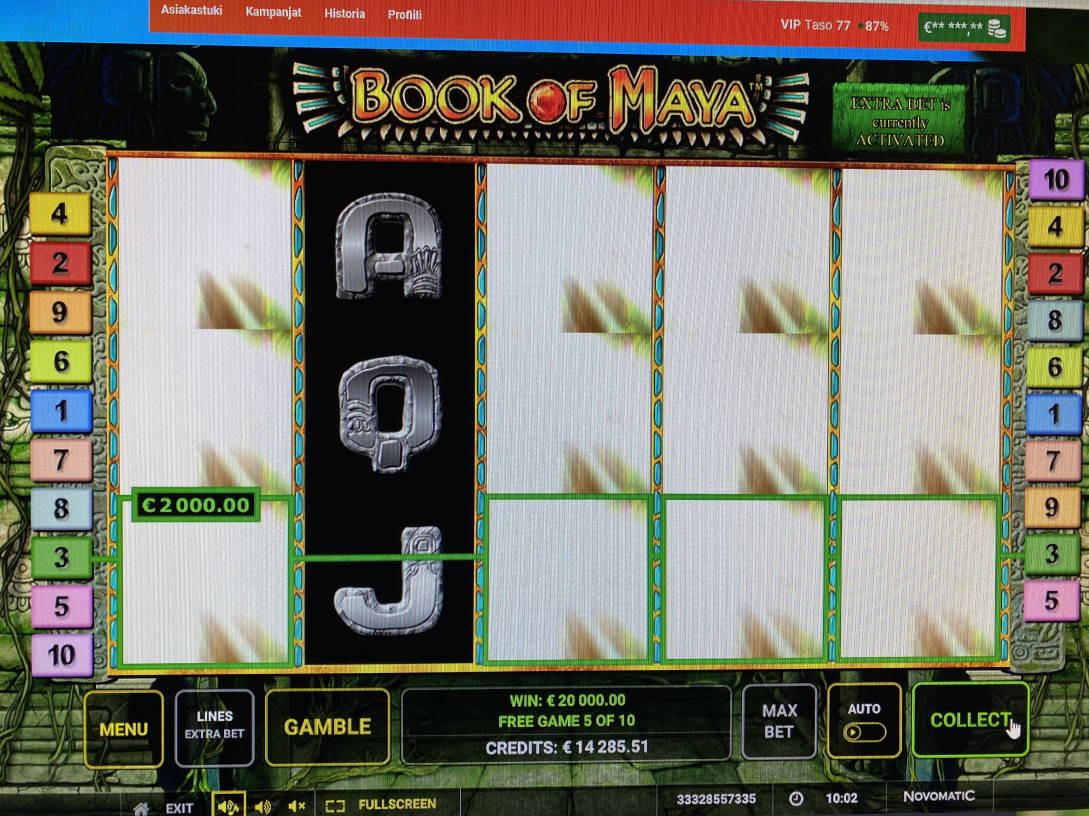 Book of Maya Casino win picture by jarttu84 9.12.2021 20000e 500X LeoVegas