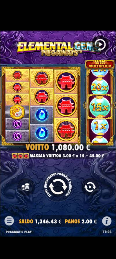 Elemental Gems Megaways Casino win picture by huhtoo 21.4.2022 1080e 540X