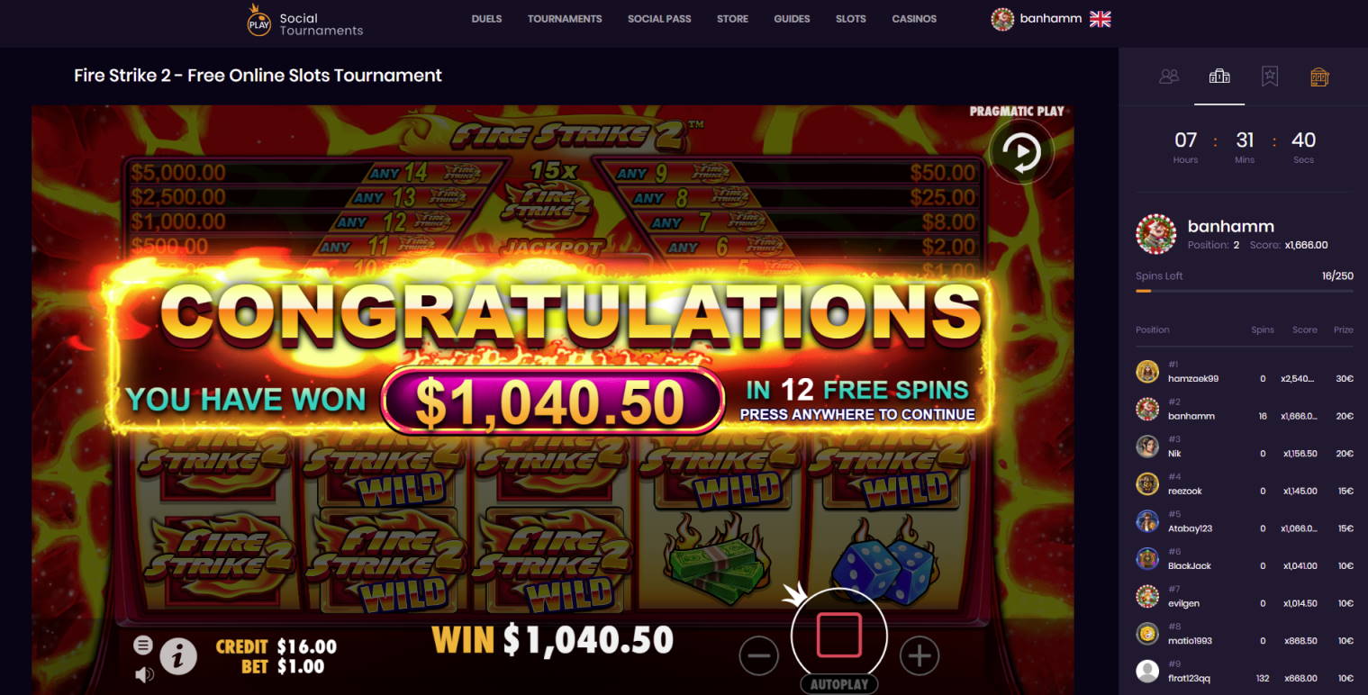 Fire Strike 2 Casino win picture by Banhamm 5.5.2022 1040.50d 1041X