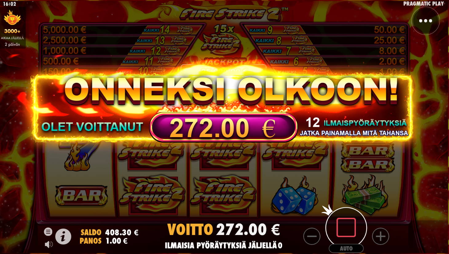 Fire Strike 2 Casino win picture by Kari Grandi 16.5.2022 272e 272X