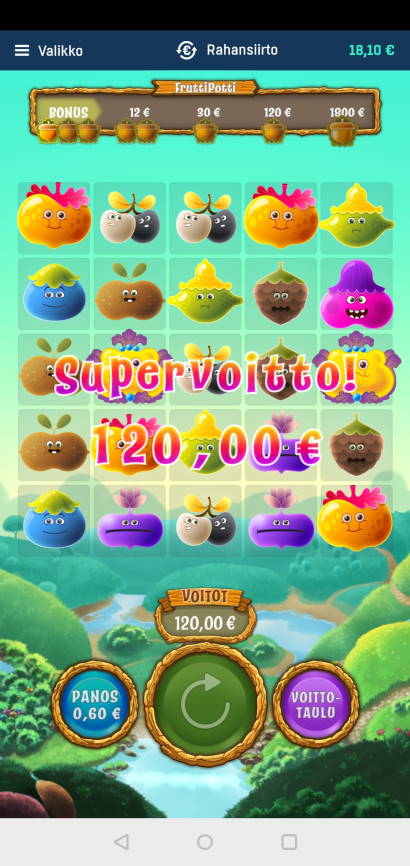 Frutti Potti Casino win picture by MikoTiko 7.10.2021 120e 200X Veikkaus