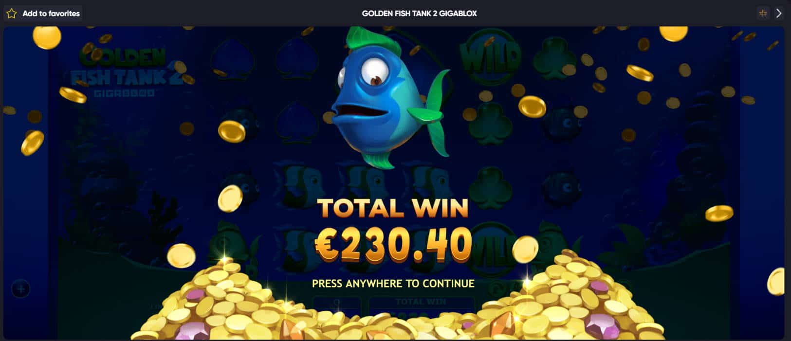 Golden Fish Tank 2 Casino win picture by Jonkki 27.11.2021 230.40e 922X
