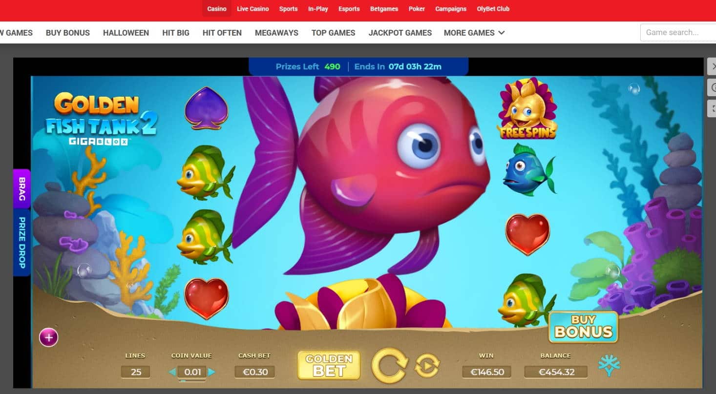 Golden Fishtank 2 Casino win picture by Mrmork666 3.1.2022 146.50e 488X Olybet