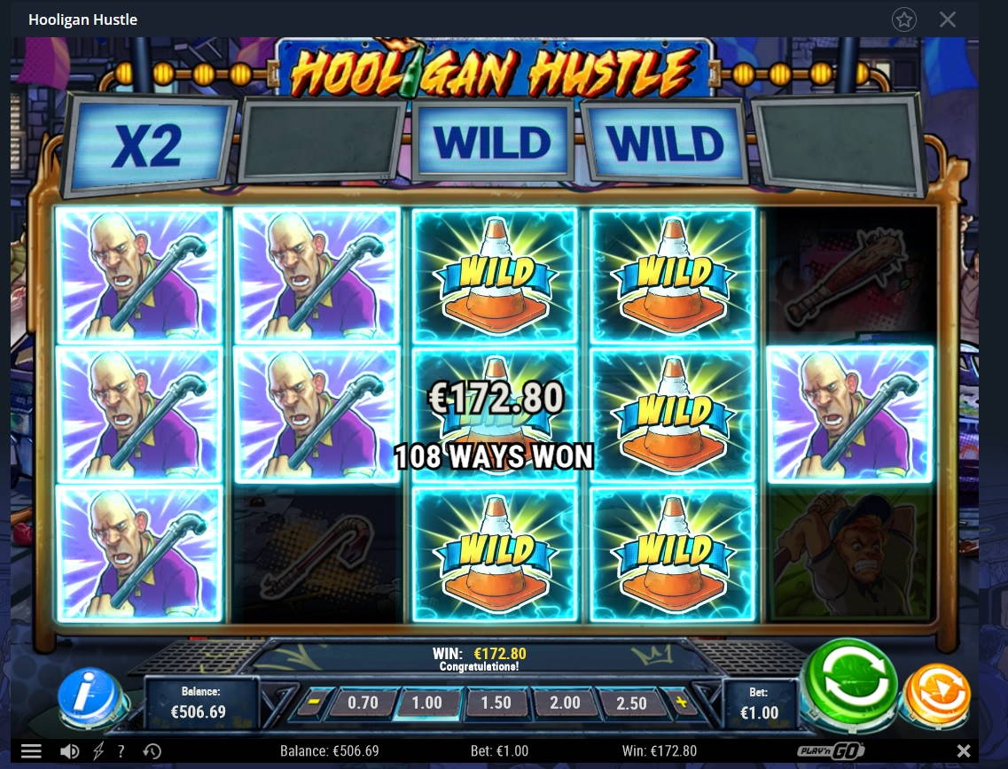 Hooligan Hustle Casino win picture by Mrmork666 3.1.2022 172.80e 173X