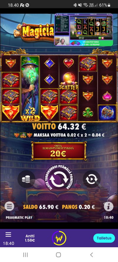 Magicians Secrets Casino win picture by dj_niemi 12.1.2022 64.32e 322X Wildz