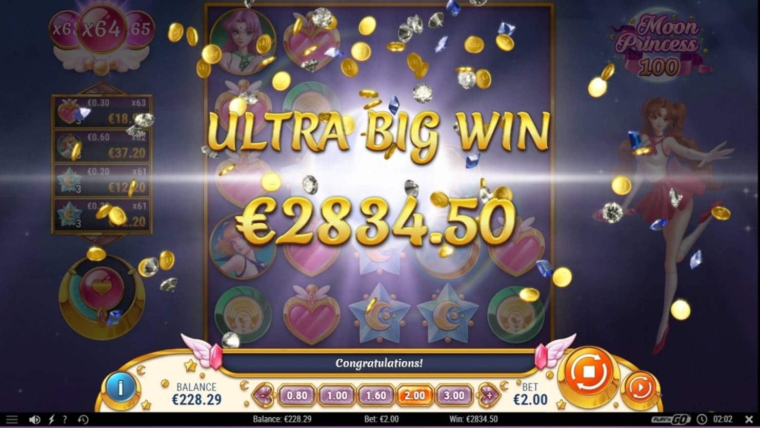 Moon Princess 100 Casino win picture by Huneasd 6.5.2022 2834.50e 1417X