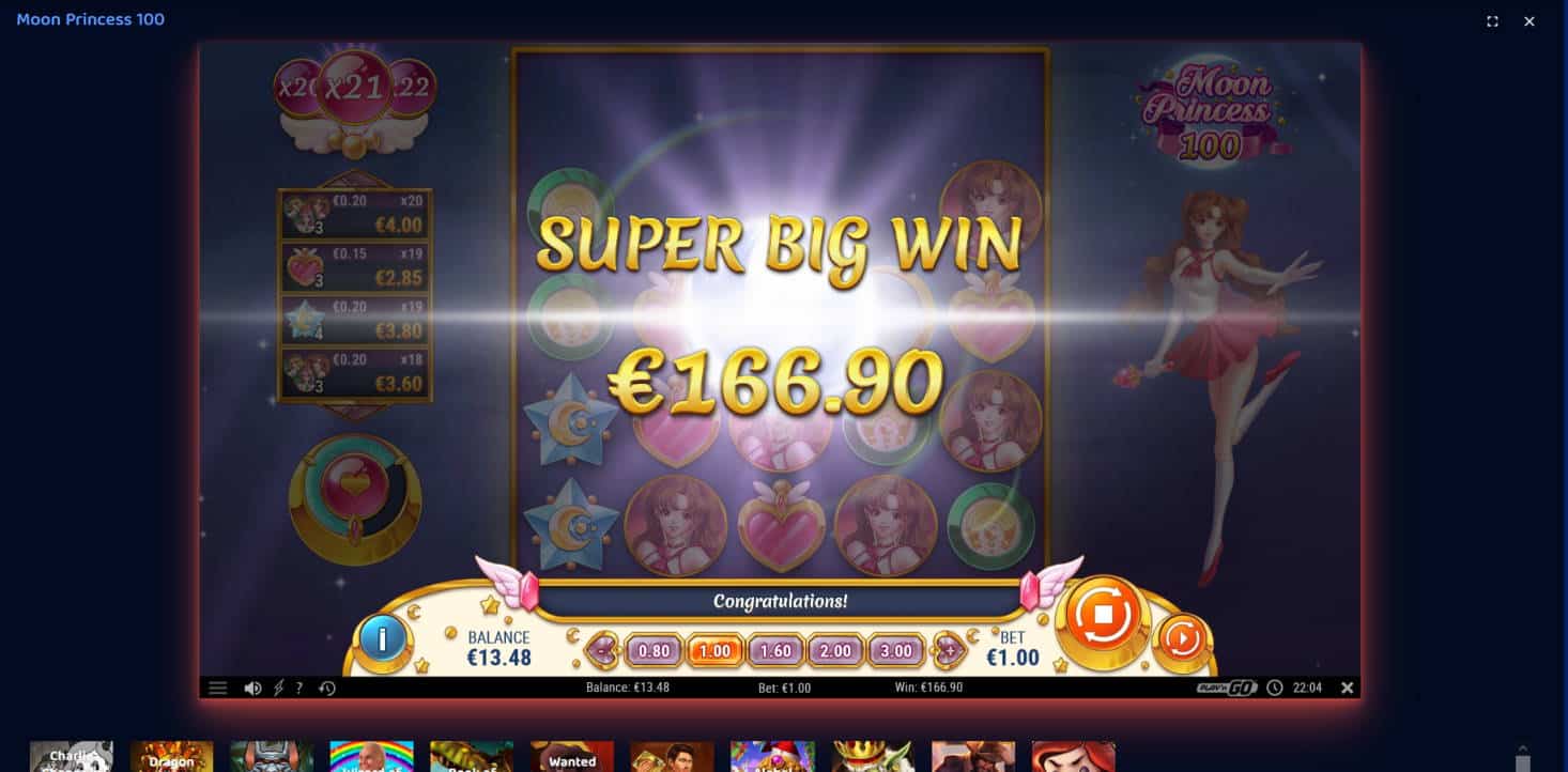 Moon Princess 100 Casino win picture by Kari Grandi 20.7.2022 166.90e 167X
