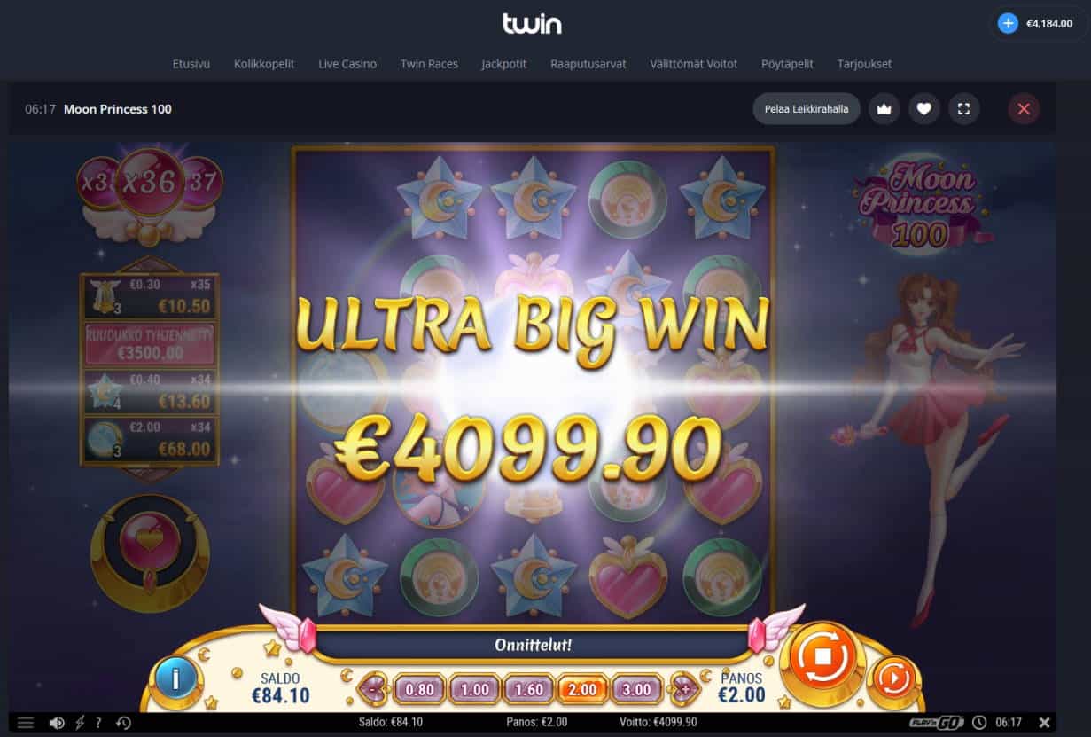 Moon Princess 100 Casino win picture by klaspetterniklas 13.7.2022 4099.90e 2050X Twin