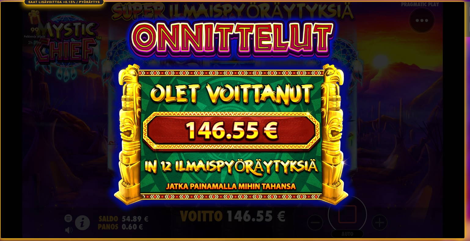 Mystic Chief Casino win picture by Mrmork666 26.10.2021 146.55e 244X