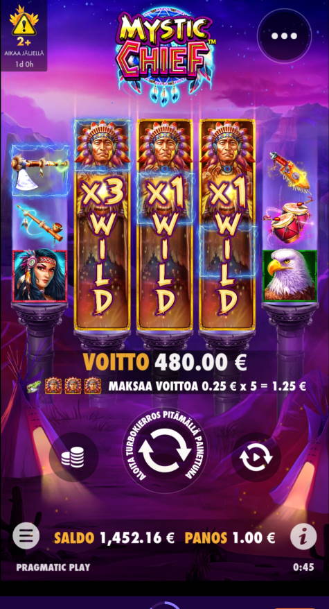Mystic Chief Casino win picture by Salatheel 17.10.20201 480e 480X Wheelz
