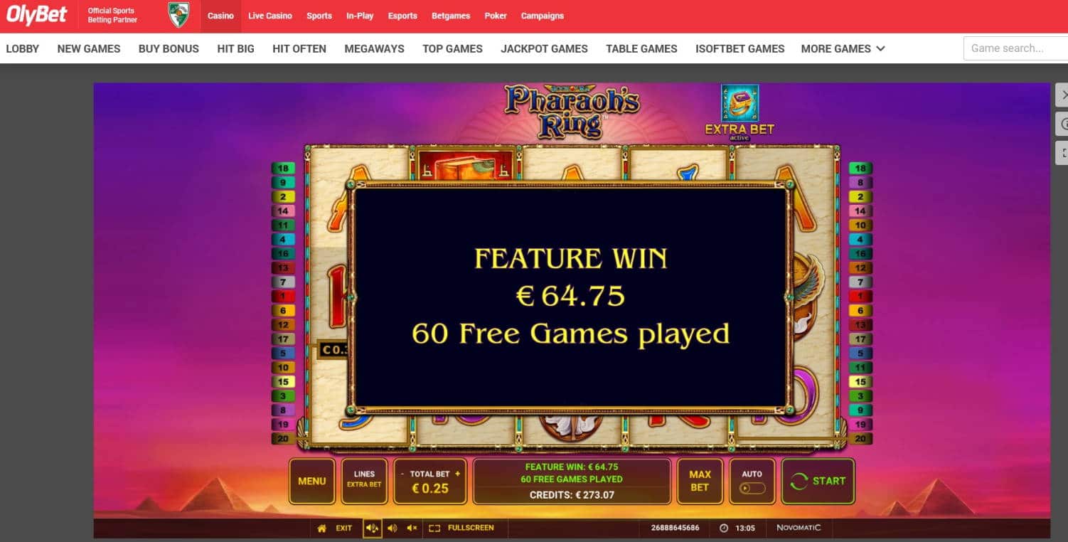 Pharaos Ring Casino win picture by Mrmork666 26.10.2021 64.75e 259X