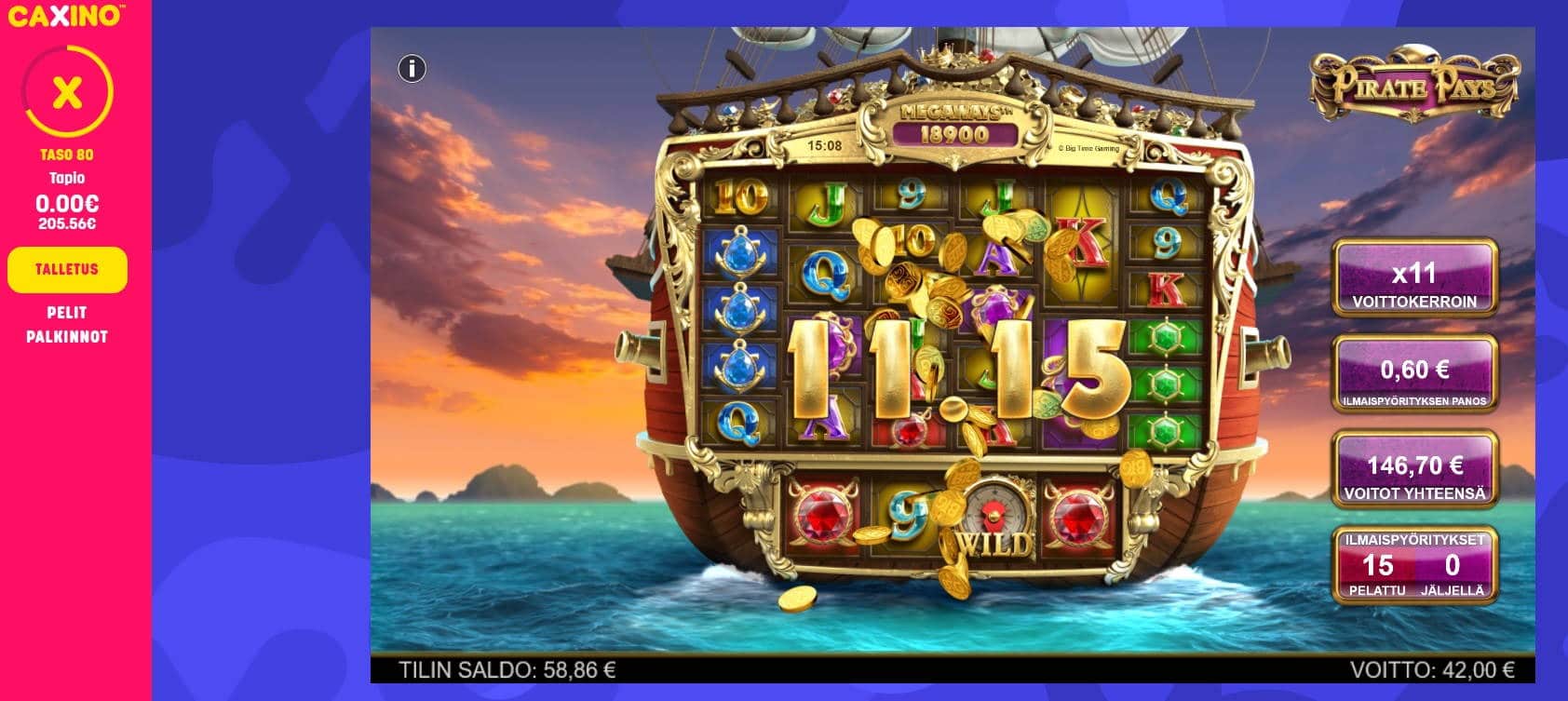 Pirate Pays Casino win picture by MrMork 22.6.2022 146.70e 245X Caxino