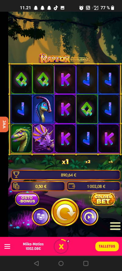 Raptor DoublemaX Casino win picture by stenbergmiika 28.11.2021 890.64e 1781X Caxino